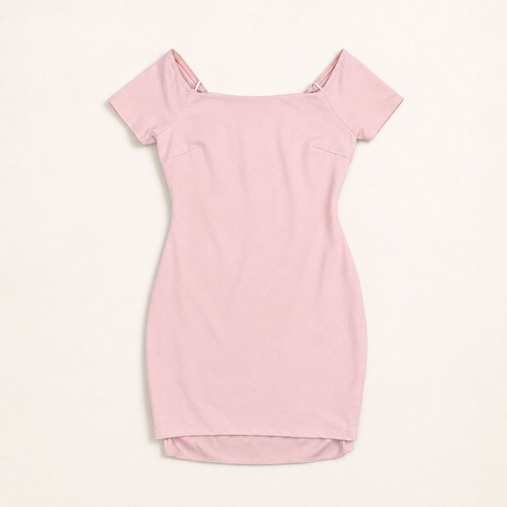 Lulus Me Oh My Womens M Blush Pink Off Shoulder Bodycon Mini Dress Stretch USA